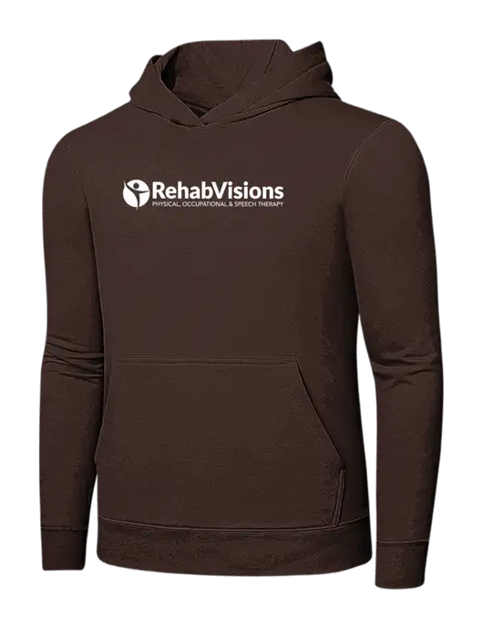 Dark Chocolate Brown 7.8 oz Ring Spun Hooded Sweatshirt w/RehabVisions POST Logo