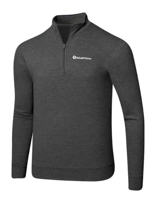 Dark Heather Grey 8.5 oz Ring Spun 1/4 Zip Pullover Sweatshirt w/RehabVisions POST Logo