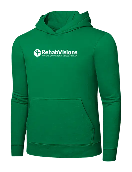 Dark Kelly Green 7.8 oz Ring Spun Hooded Sweatshirt w/RehabVisions POST Logo
