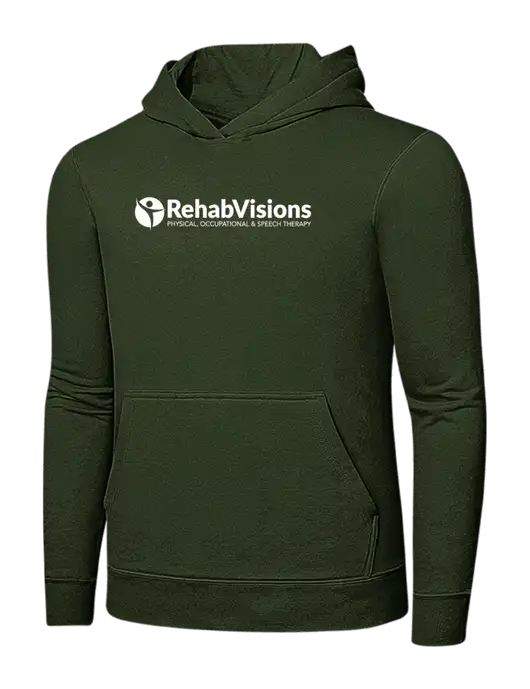 Very Dark Olive 7.8 oz Ring Spun Hooded Sweatshirt w/RehabVisions POST Logo