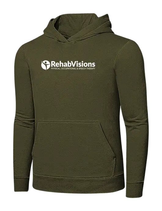 Dark Olive Green 7.8. oz Ring Spun Hooded Sweatshirt w/RehabVisions POST Logo