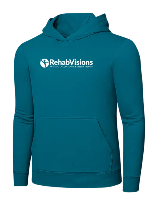 Dark Teal 7.8 oz Ring Spun Hooded Sweatshirt w/RehabVisions POST Logo