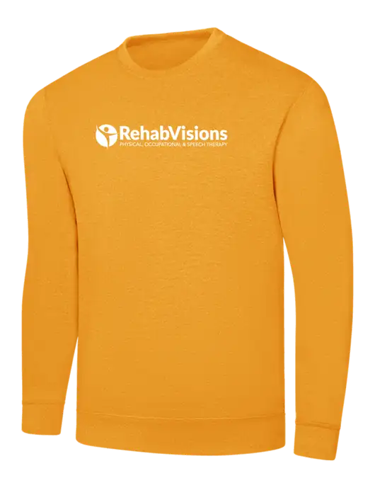 Gold 7.8 oz Ring Spun Crew Sweatshirt
 w/RehabVisions POST Logo
