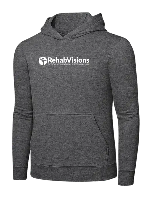 Graphite Heather 7.8. oz Ring Spun Hooded Sweatshirt w/RehabVisions POST Logo