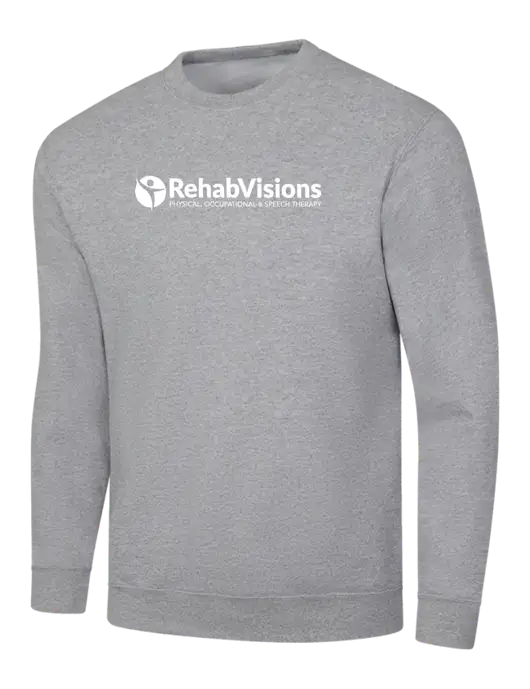 Light Grey Heather 7.8 oz Ring Spun Crew Sweatshirt w/RehabVisions POST Logo