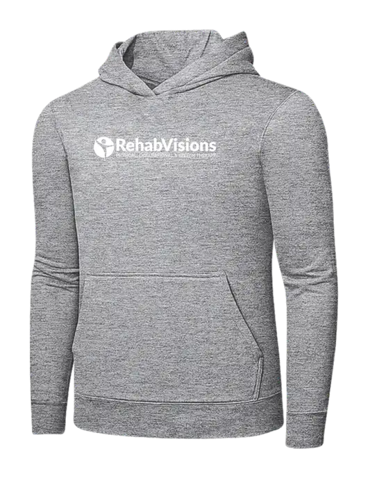 Light Grey Heather 7.8 oz Ring Spun Hooded Sweatshirt w/RehabVisions POST Logo