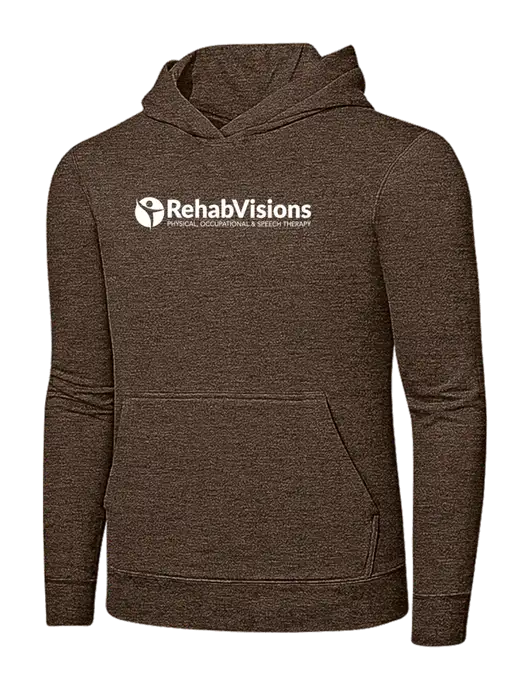 Heather Dark Chocolate Brown 7.8 oz Ring Spun Hooded Sweatshirt w/RehabVisions POST Logo