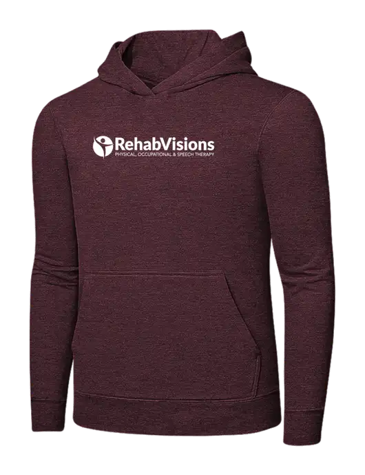 Heather Maroon 7.8 oz Ring Spun Hooded Sweatshirt w/RehabVisions POST Logo