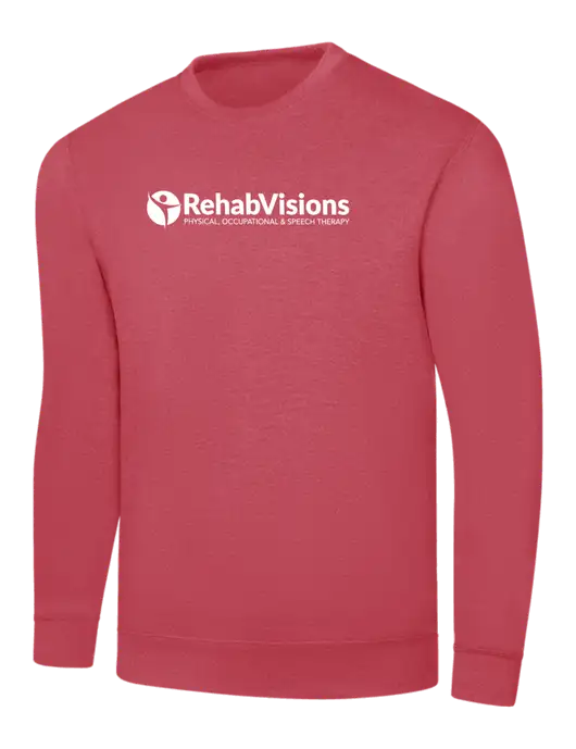 Heather Red 7.8 oz Ring Spun Crew Sweatshirt w/RehabVisions POST Logo