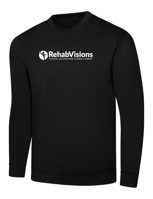 Black 7.8 oz Ring Spun Crew Sweatshirt w/RehabVisions POST Logo