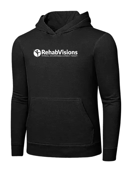 Jet Black 7.8 oz Ring Spun Hooded Sweatshirt w/RehabVisions POST Logo