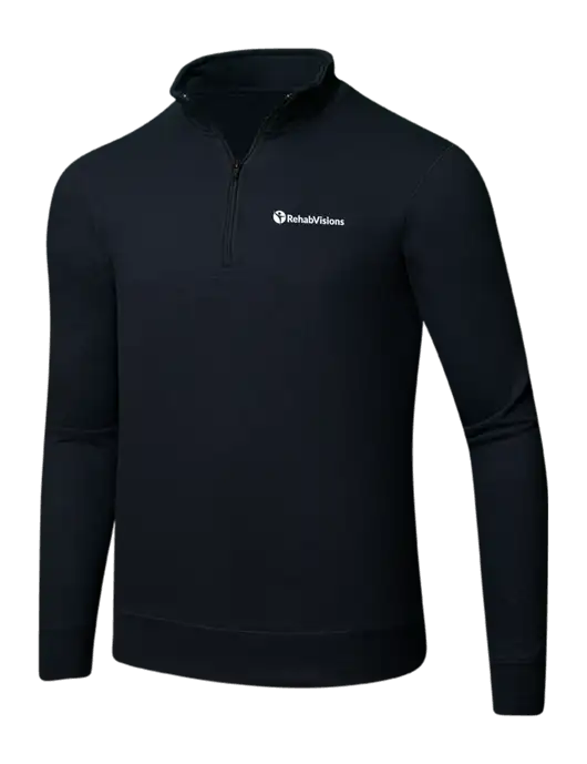 Jet Black 8.5 oz Ring Spun 1/4 Zip Pullover Sweatshirt w/RehabVisions POST Logo