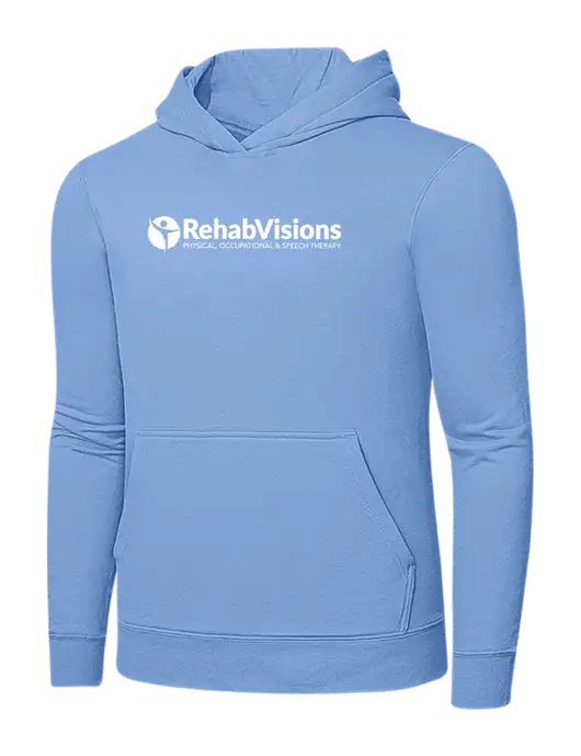 Light Blue 7.8. oz Ring Spun Hooded Sweatshirt w/RehabVisions POST Logo