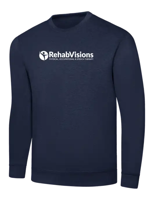 Navy 7.8 oz Ring Spun Crew Sweatshirt w/RehabVisions POST Logo