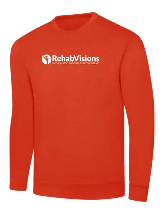 Orange 7.8 oz Ring Spun Crew Sweatshirt w/RehabVisions POST Logo