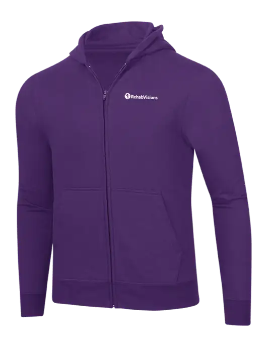 Purple 8.5 oz Ring Spun Zip Hooded Sweatshirt w/RehabVisions POST Logo
