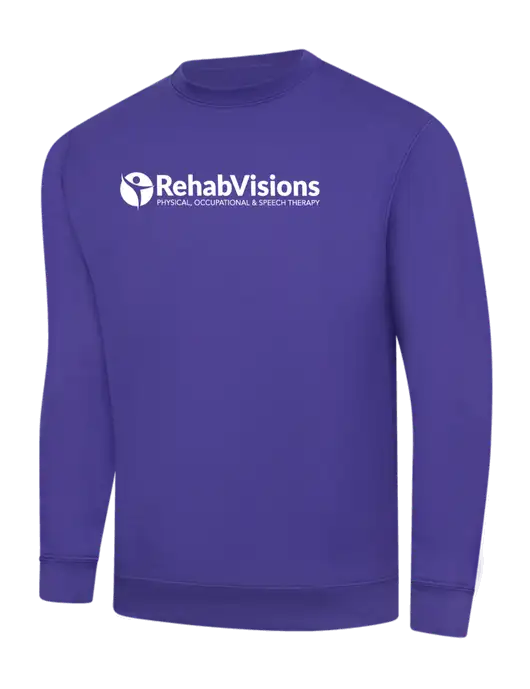 Purple 9 oz 50/50 Cotton/Poly Crew Sweatshirt w/RehabVisions POST Logo