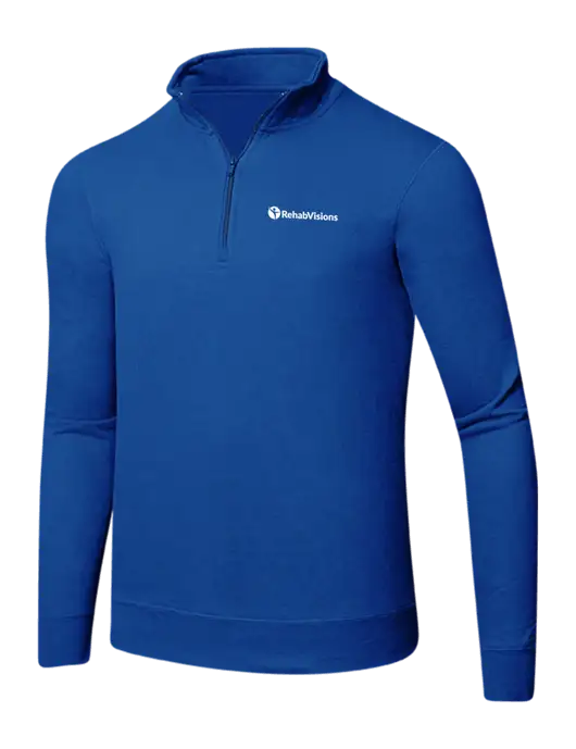 True Royal 8.5 oz Ring Spun 1/4 Zip Pullover Sweatshirt w/RehabVisions POST Logo