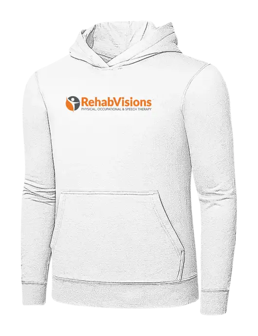 White 7.8 oz Ring Spun Hooded Sweatshirt w/RehabVisions POST Logo