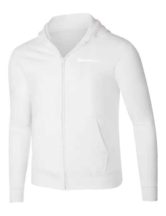 White 8.5 oz Ring Spun Zip Hooded Sweatshirt w/RehabVisions POST Logo