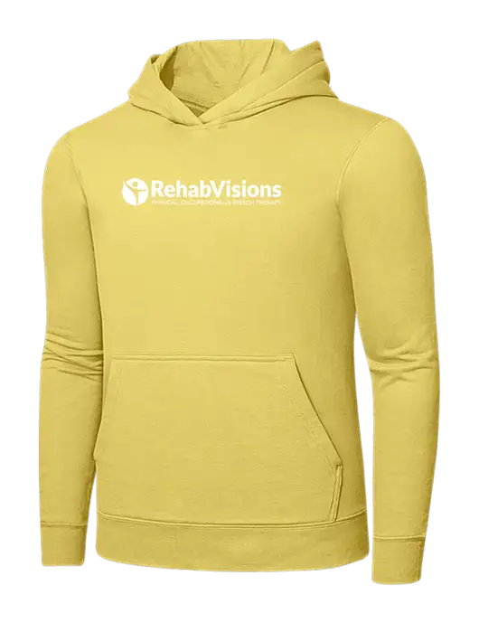 Yellow 7.8. oz Ring Spun Hooded Sweatshirt w/RehabVisions POST Logo