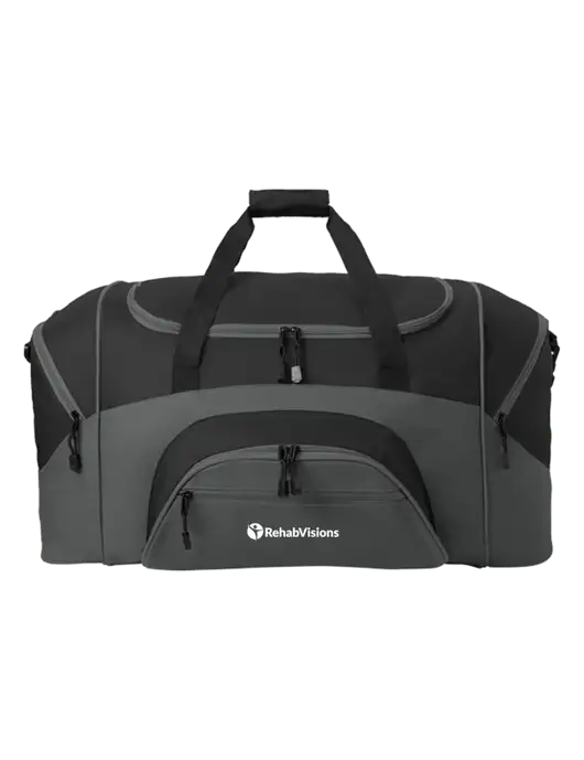 Standard Colorblock Black/Dark Grey Sport Duffel w/RehabVisions POST Logo