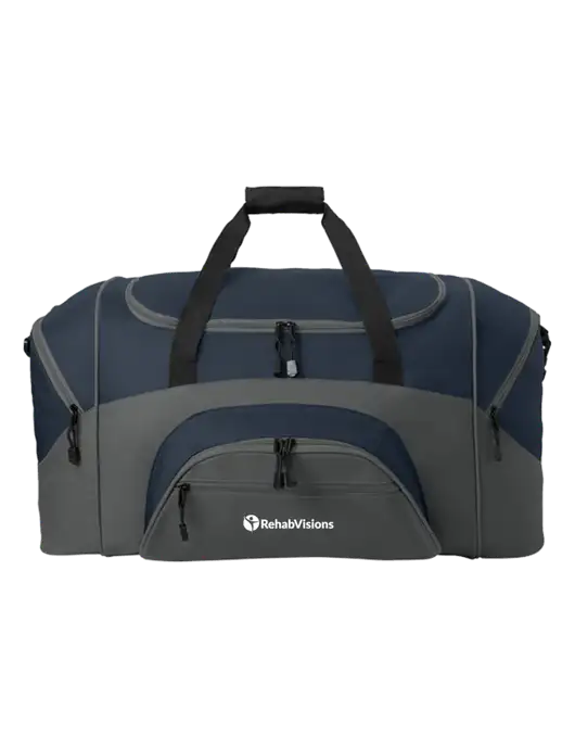 Standard Colorblock Navy/Dark Grey Sport Duffel w/RehabVisions POST Logo