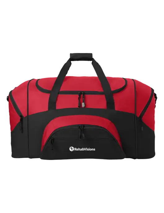 Standard Colorblock Red/Black Sport Duffel w/RehabVisions POST Logo