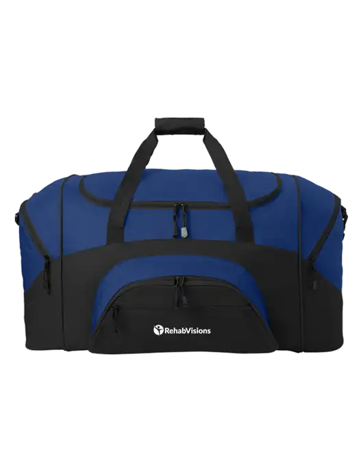 Standard Colorblock Royal/Black Sport Duffel w/RehabVisions POST Logo