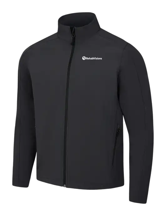 Black Charcoal Heather Core Soft Shell Jacket w/RehabVisions POST Logo