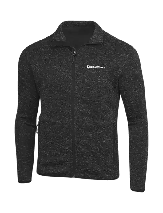 Black Heather Sweater Fleece Jacket w/RehabVisions POST Logo