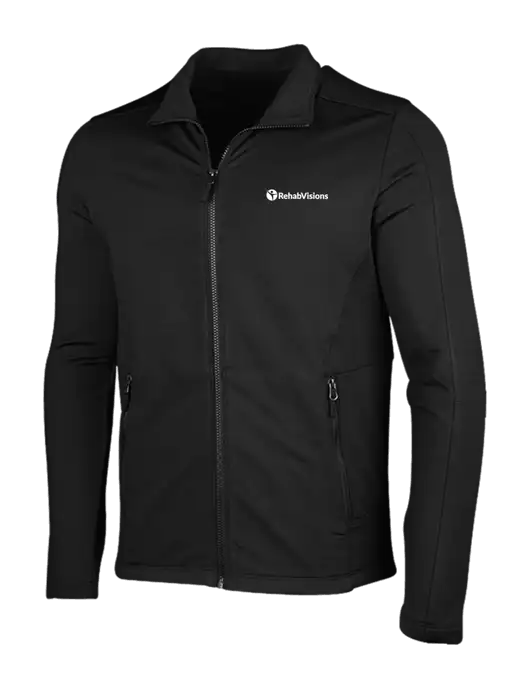 Deep Black Grid Fleece Jacket w/RehabVisions POST Logo