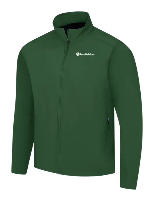 Dark Green Core Soft Shell Jacket w/RehabVisions POST Logo