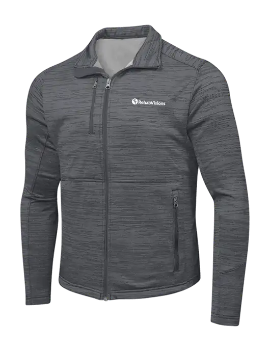 Medium Grey Digi Stripe Fleece Jacket w/RehabVisions POST Logo