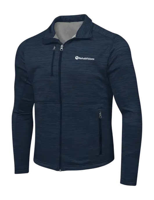 Navy Digi Stripe Fleece Jacket w/RehabVisions POST Logo