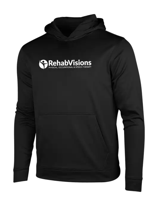 Black Fleece Sport-Wick Hooded Pullover w/RehabVisions POST Logo