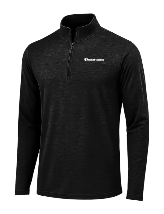 Black Triad Solid Posicharge Tri-Blend Wicking 1/4 Zip Pullover w/RehabVisions POST Logo