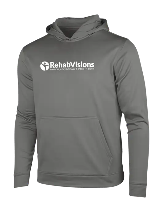 Dark Smoke Grey Sport-Wick Fleece Hooded Pullover w/RehabVisions POST Logo