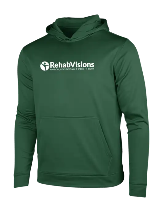 Forest Green Sport-Wick Fleece Hooded Pullover w/RehabVisions POST Logo