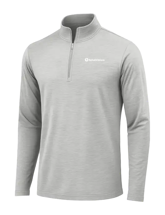 Light Grey Heather Posicharge Tri-Blend Wicking 1/4 Zip Pullover w/RehabVisions POST Logo