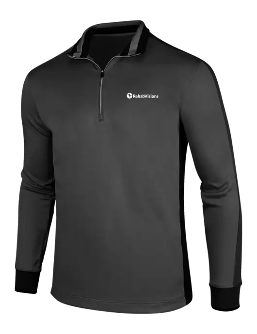 NIKE Anthracite Heather/Black Dry-Fit 1/2 Zip Cover-Up w/RehabVisions POST Logo