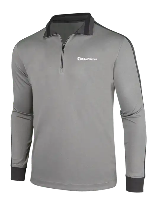 NIKE Athletic Grey/Heather Dark Grey Dry-Fit 1/2 Zip Cover-Up w/RehabVisions POST Logo