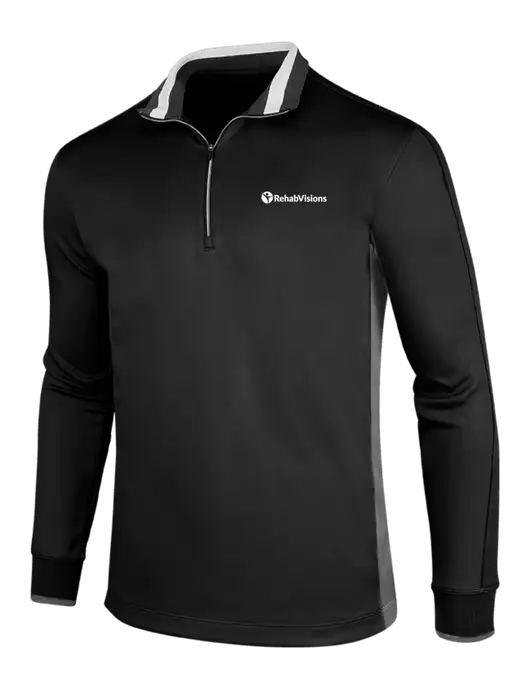 NIKE Black/Dark Grey/White Dry-Fit 1/2 Zip Cover-Up w/RehabVisions POST Logo
