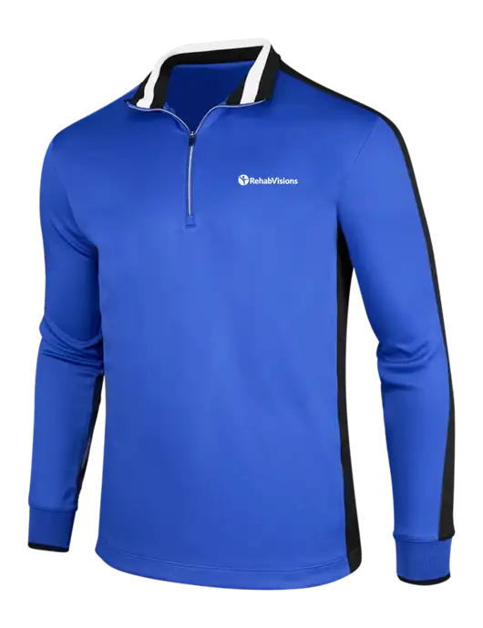 NIKE Game Royal/Black/White Dry-Fit 1/2 Zip Cover-Up w/RehabVisions POST Logo