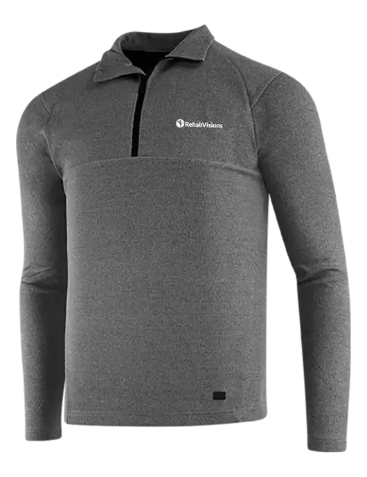 OGIO Dark Grey Heather Transition 1/4 Zip Pullover w/RehabVisions POST Logo
