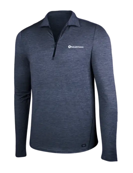 OGIO Blue Indigo Heather Endurance Force 1/4 Zip w/RehabVisions POST Logo