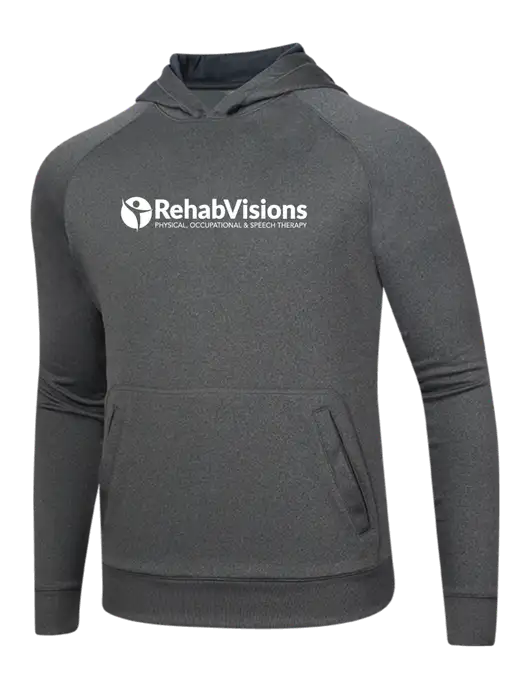 Tech Graphite Heather Fleece Hooded Sweatshirt w/RehabVisions POST Logo
