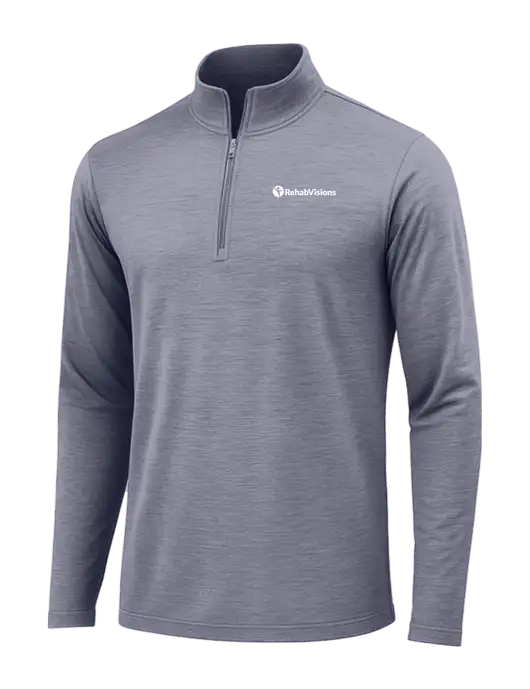 True Navy Heather Posicharge Tri-Blend Wicking 1/4 Zip Pullover w/RehabVisions POST Logo