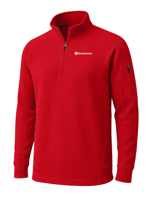 True Red Tech Fleece 1/4 Zip Pullover w/RehabVisions POST Logo
