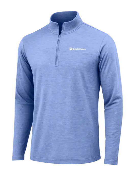 True Royal Heather Posicharge Tri-Blend Wicking 1/4 Zip Pullover w/RehabVisions POST Logo